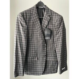 Bar III Mens Skinny-Fit Check Suit Jacket 40R Brown/Grey - NWT $425